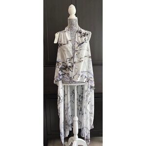 SILOETT Marble Print Duster Open Front Kimono Beach Resort Cruise Cover Up NWT